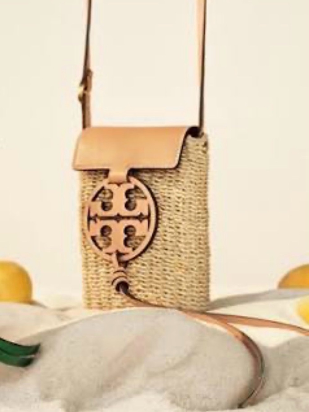 Tory Burch Neutrals Straw Logo Phone Crossbody - Picture 4 of 8